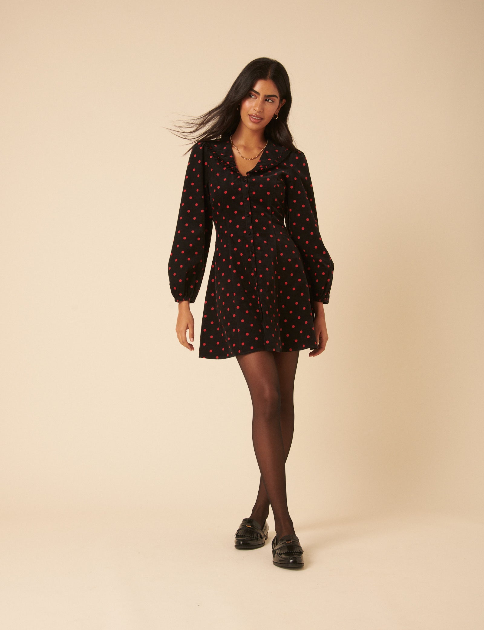 Black Printed Long Sleeve Marley Mini Dress