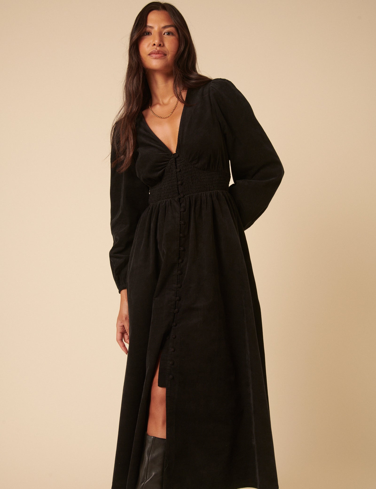 Black Crochet Tiered Karla Midi Dress
